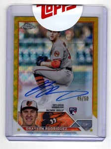 2023 Topps Chrome Rookie Gold Wave Refractor Grayson Rodriguez Rookie Auto /50