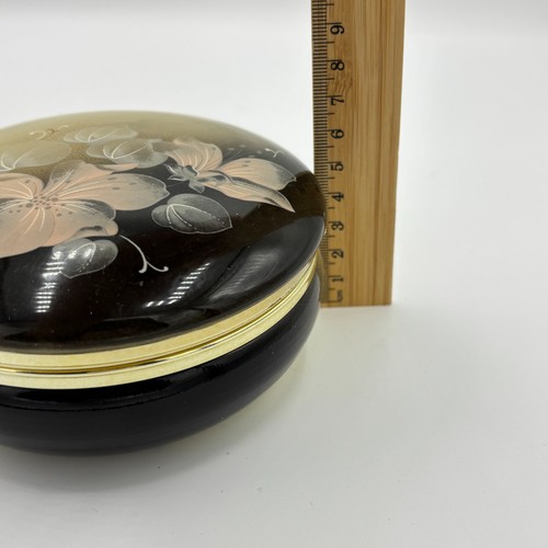 Vintage Italienisch Mittel Handbemalt Floral Rund Alabaster Waschtisch Puderdose Box - Bild 12 von 13