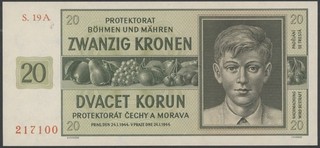 BOHEMIA & MORAVIA 1944 20 Kronen P.9 (Ro.563) Unc (FREE SHIPPING over £15)
