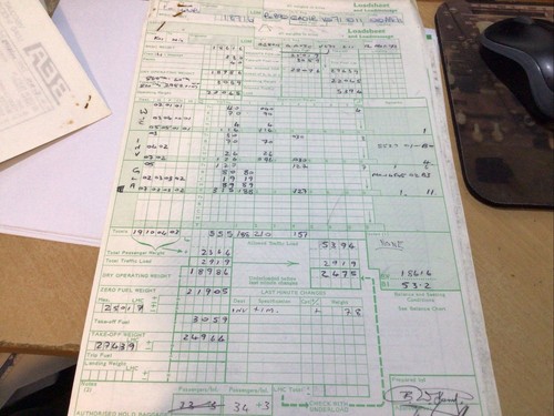 USED BEA Vickers Viscount Flight Load sheets/Balance Charts - Bild 6 von 17