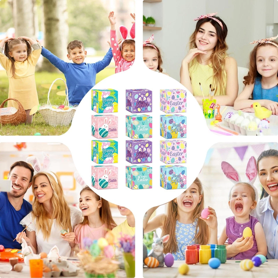 Cajas de golosinas de Pascua lindas cajas de galletas de panadería conjunto de 12 cajas de regalo de feliz Pascua Foto 3 de 4