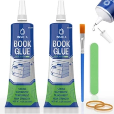Book Glue, 15ML X 2 Book Adhesive, Clear Book Binding Adhesive, Flexible Paper G