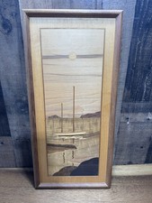 Hudson River Inlay Artwork - Boat on the Water - Wood Marquetry Nelson 22" x 10"