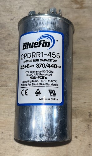 BlueFin CPDRR1-455 Capacitor 45/5 370/440 VAC USED **TESTED**