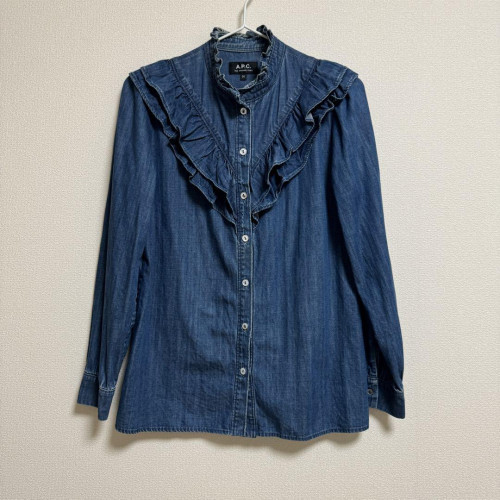 APC Indigo Denim Ruffle Shirt 34 | eBay 