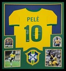 FRAMED PELE AUTOGRAPHED SIGNED BRAZIL JERSEY BECKETT HOLO