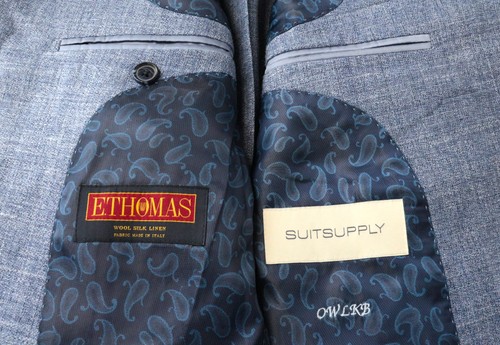 SUITSUPPLY La Spalla Herren UK36S Anzug Wolle Seide Leinen Blau Slim 2-teilig * - Bild 8 von 14