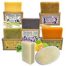 Gift Set of 5 Organic Handmade Natural Soap Bars with Essential Oils Aromathe...