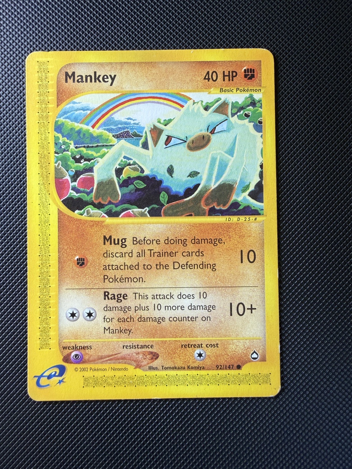 Pokémon TCG Mankey Aquapolis 92/147 E-Reader Series WOTC 2002 Card LP Edge Lift