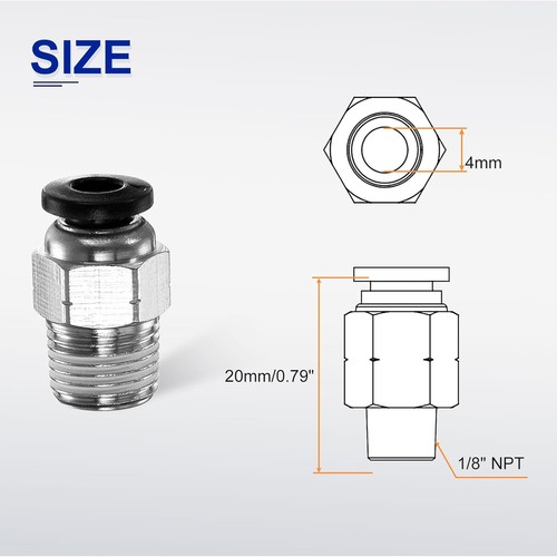 HARFINGTON 10pcs Push to Connect Fitting 4mm OD x 1/8 inch NPT, Black - Picture 2 of 6