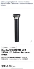 Kichler Architectural Black 16133 BKT28 LED UFO Bollard Path Light 2800K 3.5W