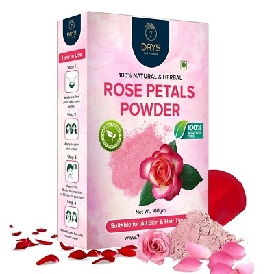 7 DAYS Pure & Natural Rose Petal Powder for Face & Skin (100 g)