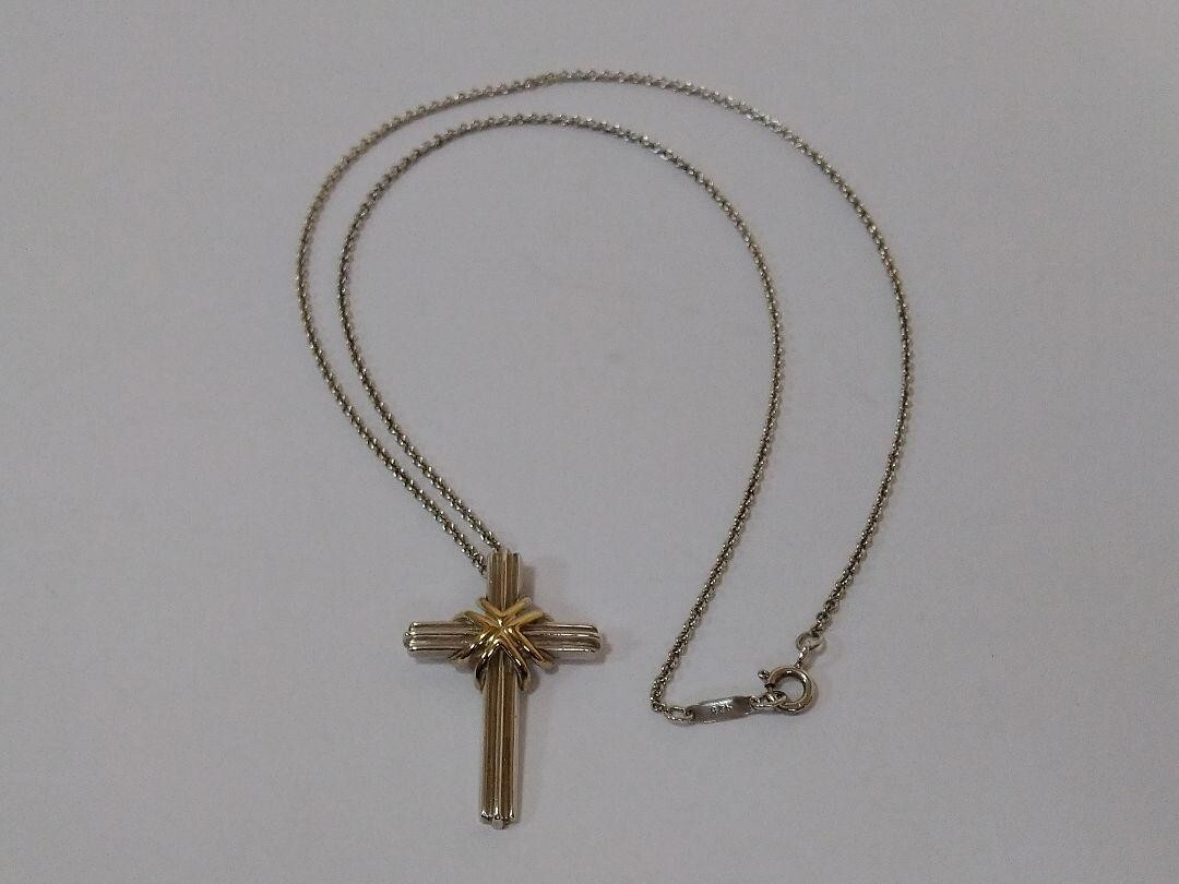 Tiffany & Co. Signature Cross Silver 925 750 18K Gold