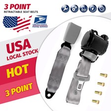 1x Grey Universal 3 Point Retractable Adjustable Car Seat Belt