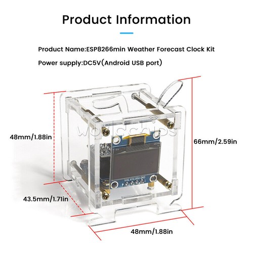 ESP8266 Kit Elettronico Fai Da Te Display OLED Mini Orologio + Conchiglia Progetto Saldatura Fai da Te - Foto 9 di 18