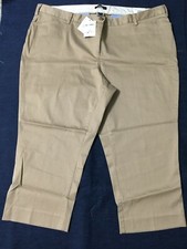 Women's cropped pants khaki cotton blend chino LandsEnd size 24W New