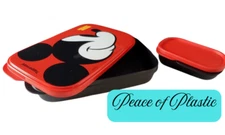 Tupperware Disney Mickey Mouse Slim Lunch Divided Container w Seal Red Black New