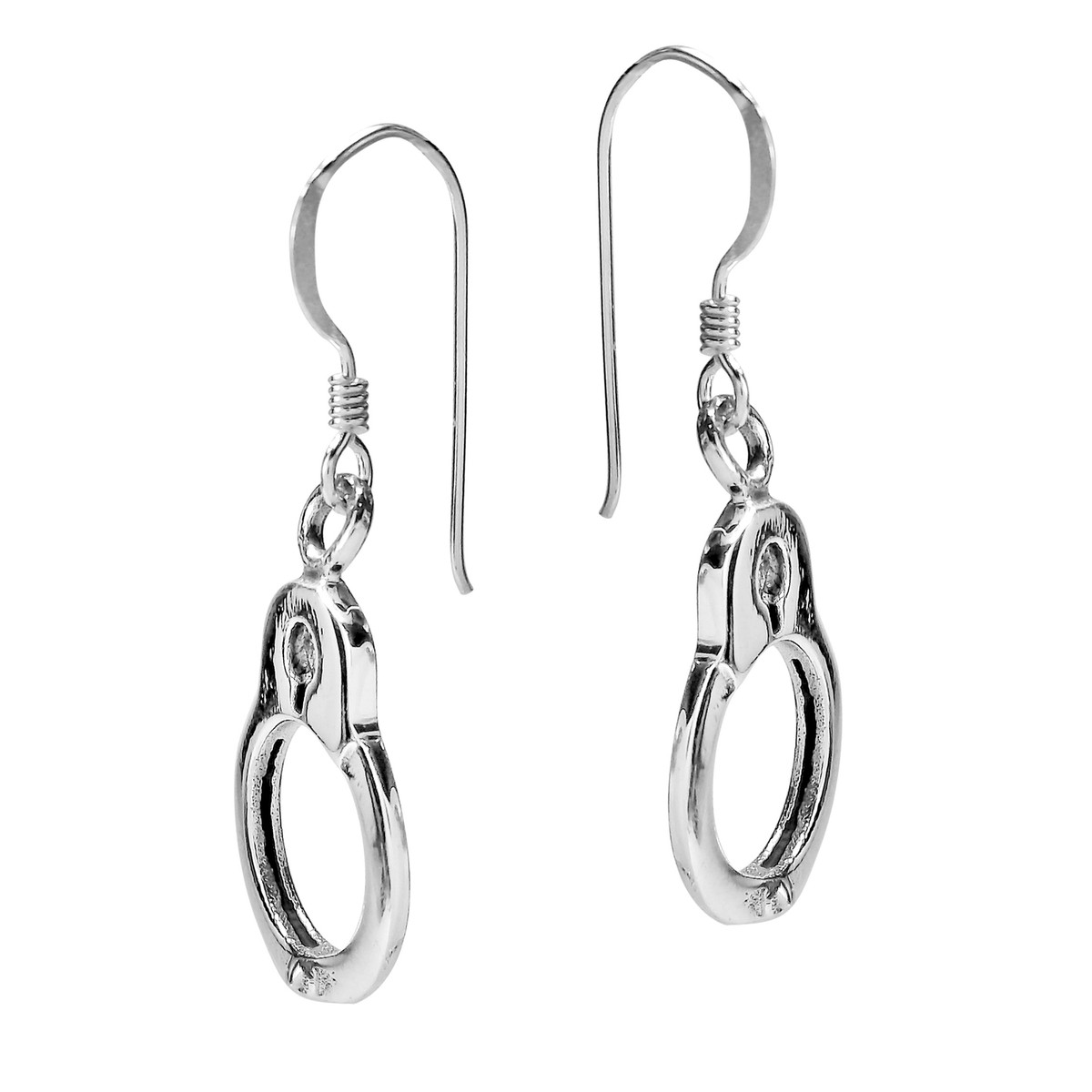 Hot Handcuff Forever Silver Dangle Earrings