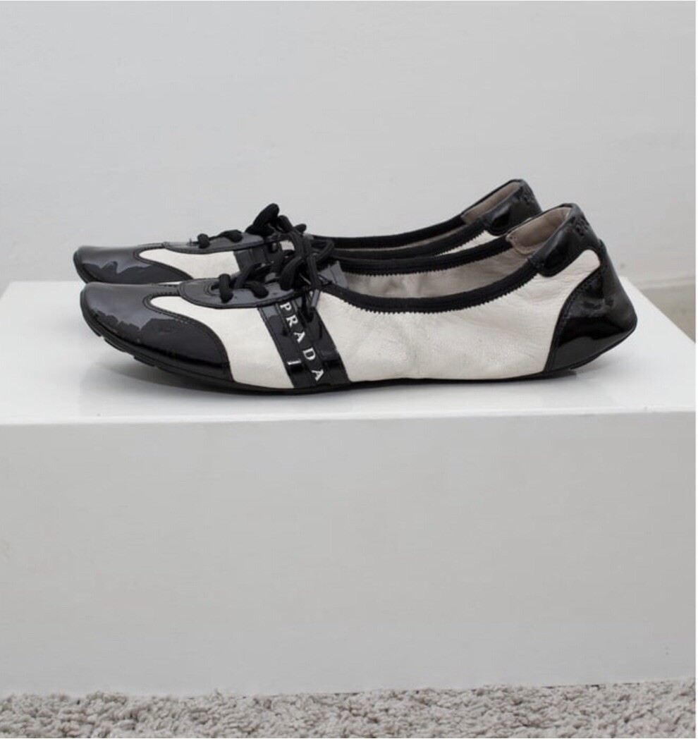 靴 PRADA SPORT Logo flat shoes BLACK Prada Sport Black Patent Leather Ballet Flats Size 39 Prada