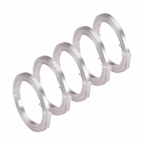 5 Rolls Flat Aluminum Wire Silver Craft Metal Plain Bezel Wire Multi-Size - Picture 2 of 11
