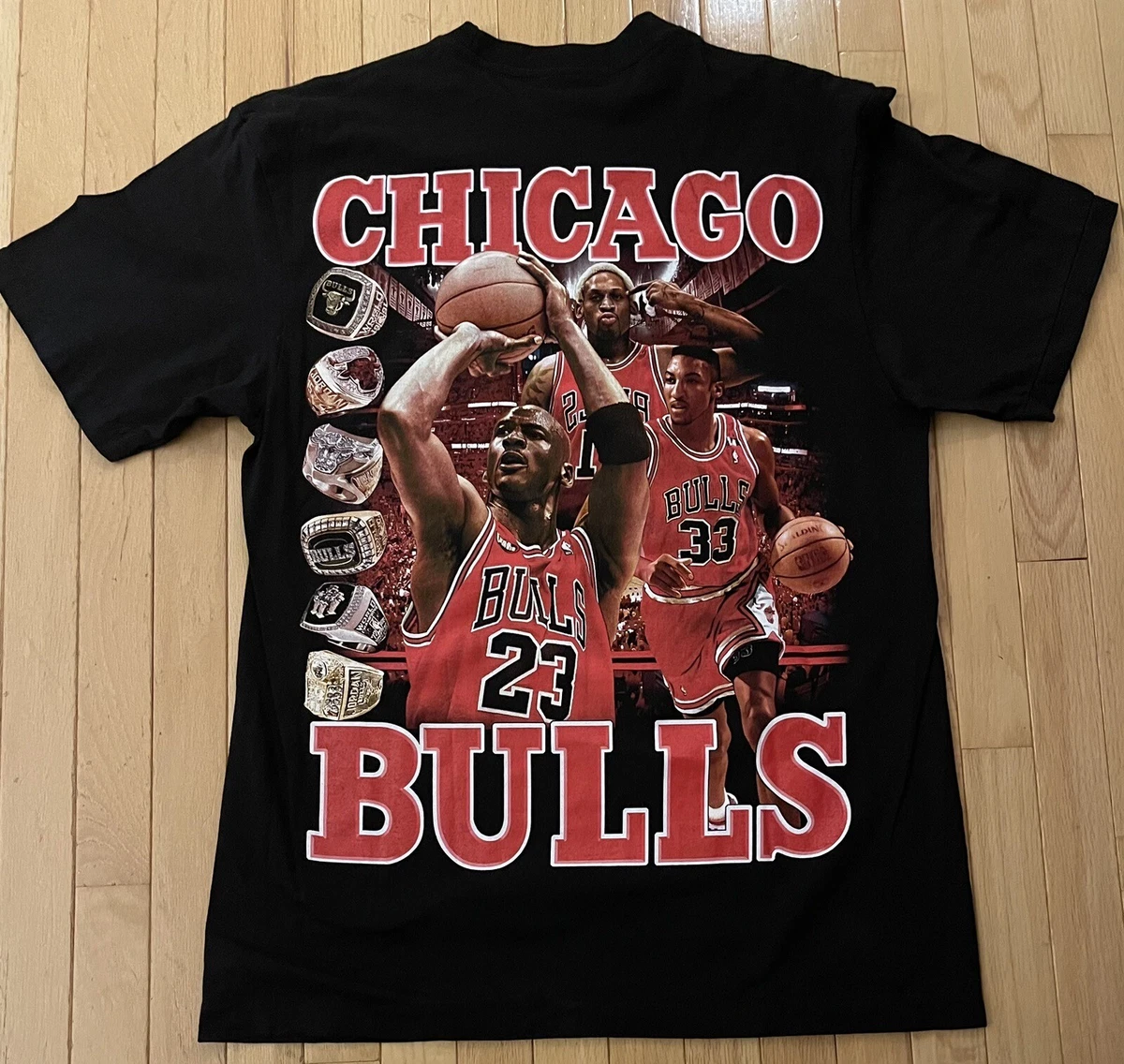 Vintage Rare 90s Rap Tee Chicago Bulls Six Rings Sz X-Large Michael Jordan