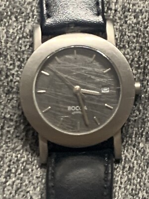 Boccia Titanium Watch W/ Date, 406 08, Hirsch Strap Band, New Battery,