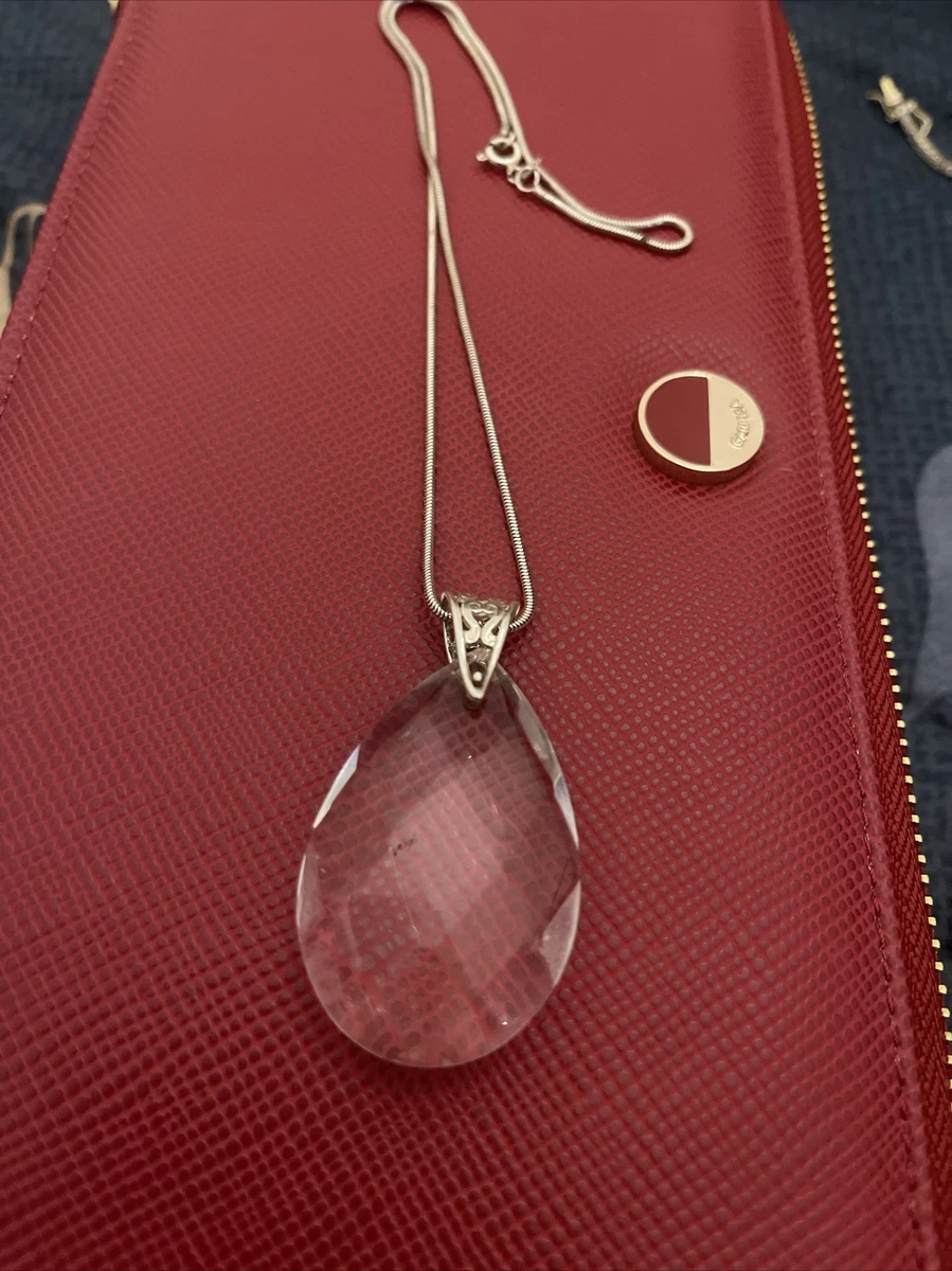 Square - Collana In Argento 925 Con Cristallo Austriaco E Zirconi, Catena 45cm - Gioiello Vintage Per Donna, Rosa Antico