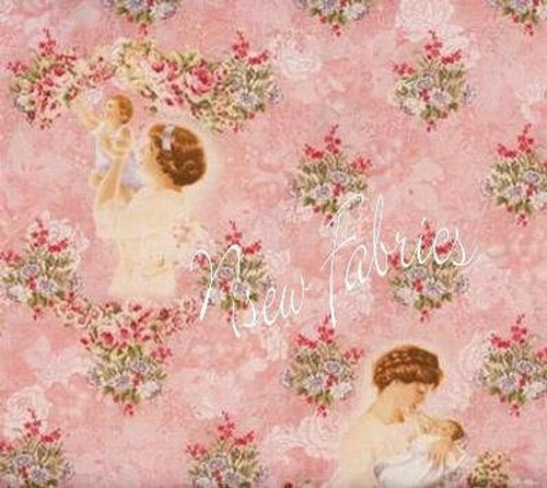 Bessie Pease Cotton Fabric Mother and Baby Rose Toile Quilt Craft BTHY - 第 1/2 張圖片