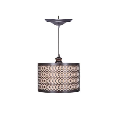 Home Decorators Collection 1-Light Brushed Bronze Screw-in or Hardwired Pendant
