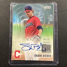 2021 Stadium Club #VR-15 VR Shane Bieber Auto /25 SSP On Card Guardians