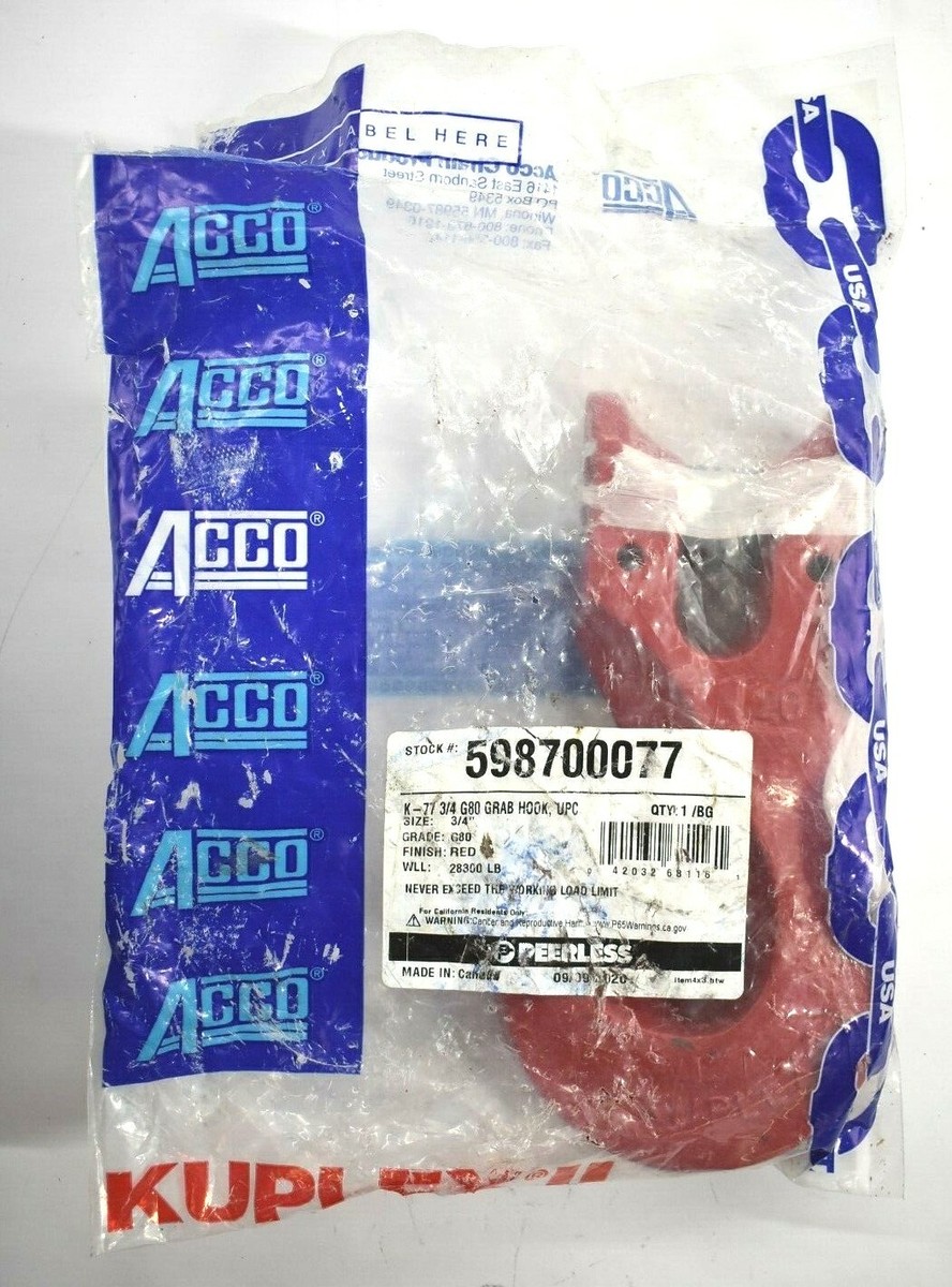 Kuplex-T Grab Hook Steel 80 Grade Clevis 3/4