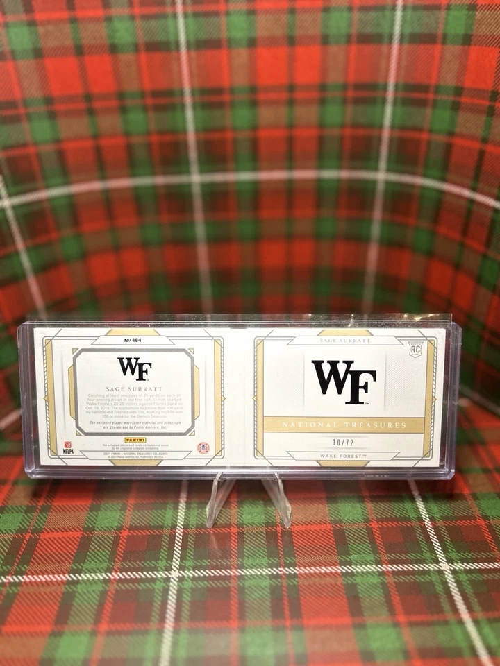 🔥2021 Panini National Treasures Collegiate Booklet - Sage Surratt /72🔥 - Image 2 of 2