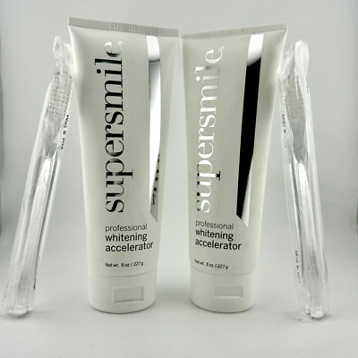 (2-Pack) Supersmile Professional Whitening Accelerator 8 Oz + 2 Toothbrushes!