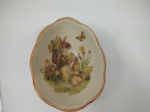 Cracker Barrel Easter Traditions Spring Rabbit Candy Trinket Dish Bunny Ceramic - Picture 10 of 11