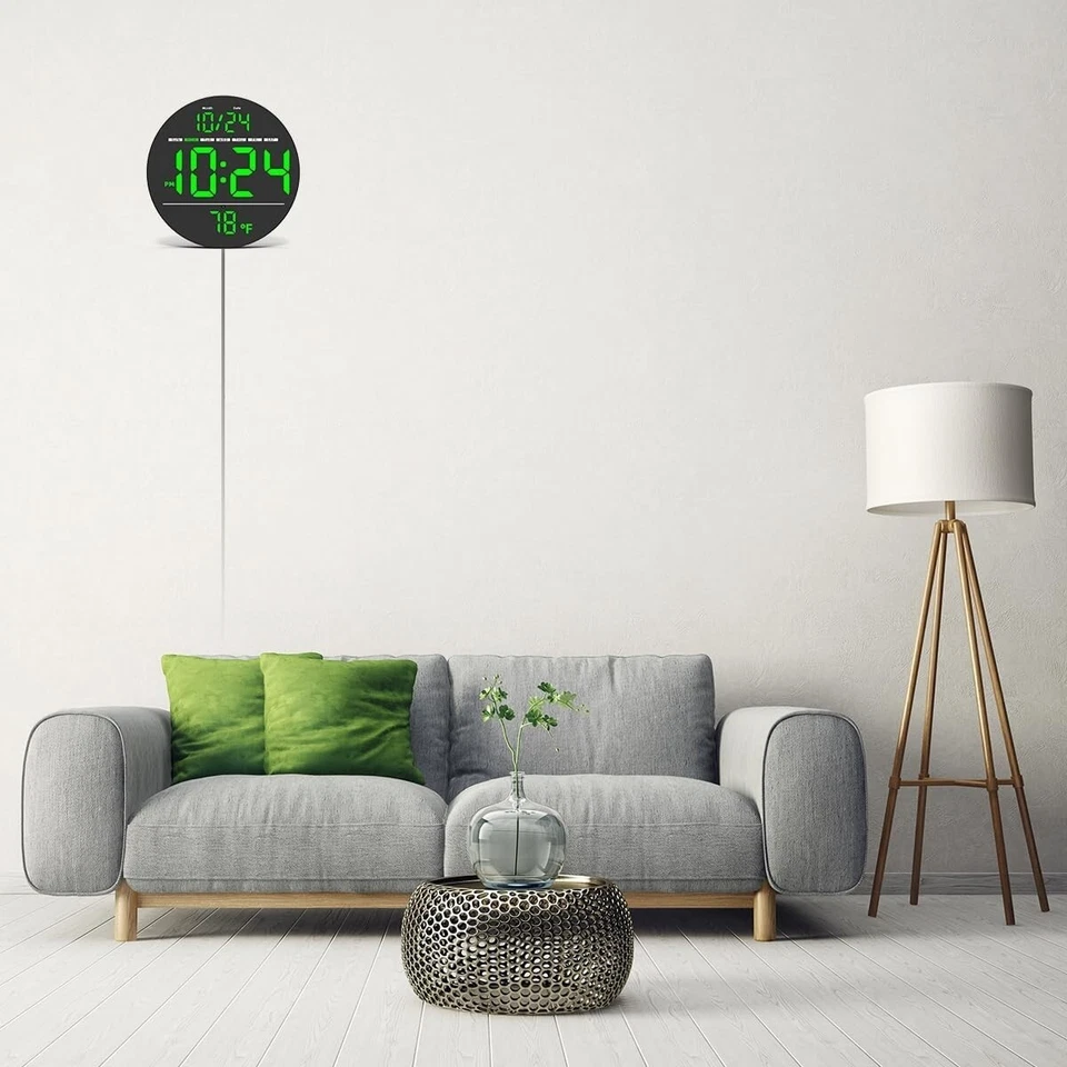 Reloj De Pared Digital Con Gran Pantalla LED, Brillo Automático, Temperatura NUEVO Foto 2 de 4