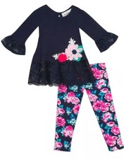 Rare Editions Baby Girl's Knit-lace Tunic Floral Legging Set-Size-18M or 24M
