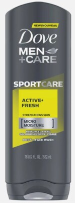 Dove Men+Care Body Wash, Sportcare, Active + Fresh, Micro Moisture, 18 Fl. Oz.