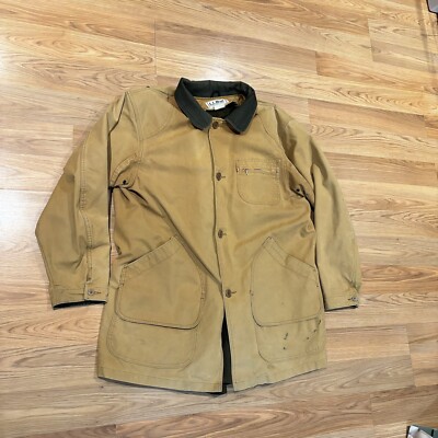 LL Bean Faded Lined Canvas Chore Barn Coat Jacket USA Made Vintage