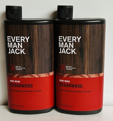 2-Pack Every Man Jack ~ Cedarwood Body Wash 16.9 fl oz Each