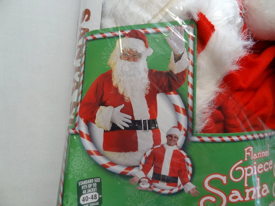 Rubí Franela Papá Noel Traje Disfraz Conjunto Chaqueta Abrigo Peluca Barba Sombrero Bota Top Foto 2 de 4
