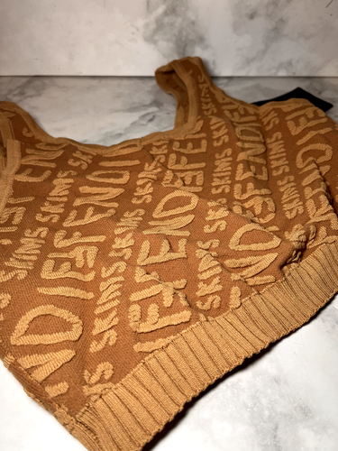 NUEVO FENDI SKIMS Logo Dorado Medias Gruesas Bralette Top - Imagen 7 de 10