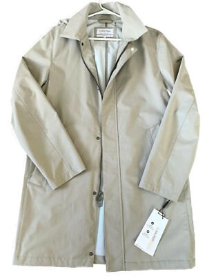 $185.Calvin Klein Extreme Slim Fit Hooded Trench Coat, Khaki,  XL