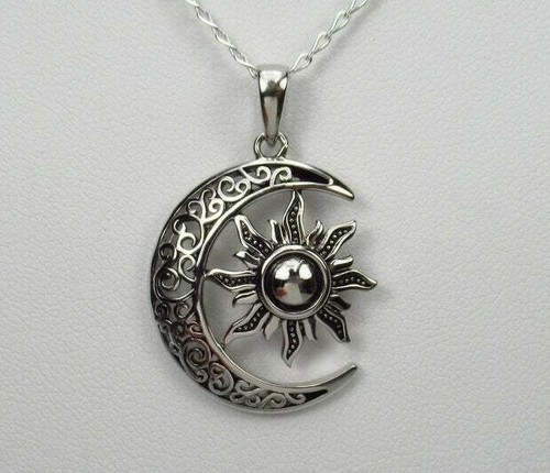 Celtic Crescent Moon \u0026 Sun Necklace 