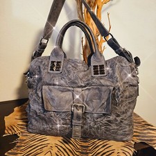 Tylie Malibu Disr. Gray Crinkle Ltr Handbag Vintage Nwot