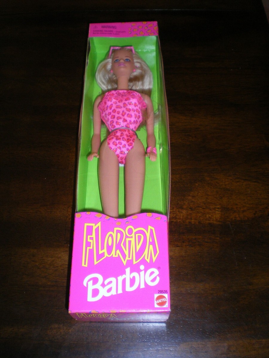 1998 FLORIDA BARBIE DOLL Pink SWIMSUIT Blonde NEW NRFB Beach Pool