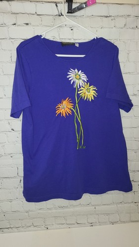 Camicia vintage Bob Mackie taglia M ricamata floreale arte da indossare arte insegnante CottageCore - Foto 2 di 9