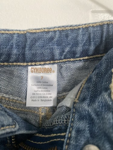 GYMBOREE 2012 TEA TIME AFTERNOON DRAGON FLY CROPPED DENIM JEANS SZ 7 - Picture 2 of 3