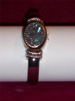 Gem Essence Real Drusy Hidden Bangle Watch Ladies Gem Essence Gold Tone Hidden Dial Peacock Drusy  main image 4