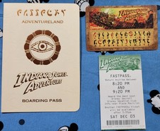 Indiana Jones Adventure 1995 Disneyland AP Event Boarding Pass & Decoder & FP