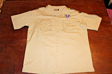 Boy Scouts of America BSA Men's Shirt Tan X-Large XL Glued Patches Short Sleeve